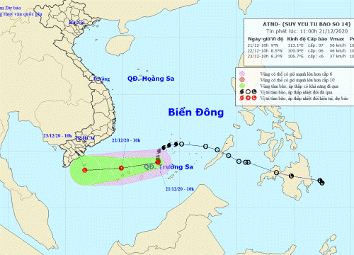 Bão số 14 suy yếu thành áp thấp nhiệt đới gây mưa trên diện rộng