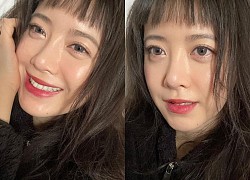 'Nàng cỏ' Goo Hye Sun khoe tóc mái ngắn cũn, mặt bóng dầu