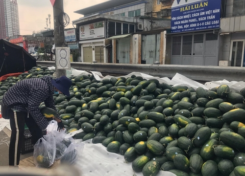 Đầu năm, "tê tái" nhìn dưa hấu rớt giá, chất đống ngoài đường Hà Nội vì... Corona