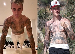 Justin Bieber cởi trần khoe cơ bắp và hình xăm