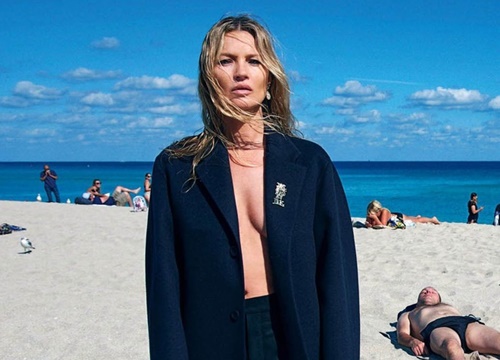 Siêu mẫu Kate Moss diện suit đen quyền lực