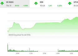 Phiên chiều 6/4: Cổ phiếu lớn bé đua nhau tạo sóng, VN-Index tăng gần 5%