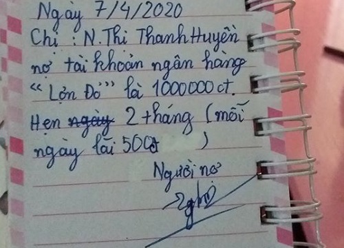 Vay tiền em gái, chị ngỡ ngàng khi thấy giấy nợ, mức lãi hằng ngày được dán trên lợn đất