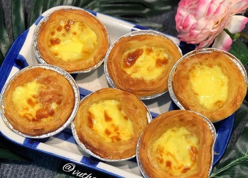 Học vợ đảm làm bánh tart trứng đơn giản nhưng tuyệt ngon bằng nồi chiên không dầu, đế mua sẵn