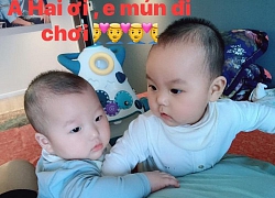 Gần 1 tuổi, cặp sinh đôi nhà Trương Nam Thành lại đốn tim fan vì biểu cảm siêu cưng