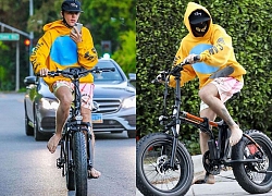 Đường đường là ngôi sao nổi tiếng mà Justin Bieber lại vô tư đi chân đất, đạp xe như học sinh tiểu học như thế này