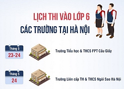 Infographic: Lịch thi vào lớp 6 các trường tại Hà Nội