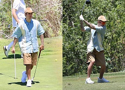 Justin Bieber mặc đồ xuề xòa hào hứng chơi golf cùng bạn bè ở Mỹ