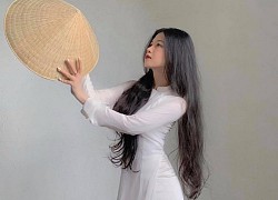 Diện áo dài trắng, nữ sinh hút mắt với ba vòng hoàn hảo sau lớp vải mỏng manh