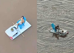 Thưởng trà giữa nước lũ Trường Giang