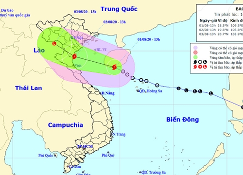 Bão giật cấp 10 hướng vào Bắc Trung Bộ và nam đồng bằng Bắc Bộ