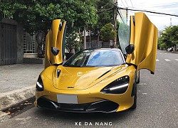 Siêu xe McLaren 720S Spider màu vàng đồng lăn bánh trên đường phố Đà Nẵng