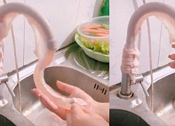 Đoạn video clip cô gái làm sạch ruột heo bằng cách gây tranh cãi