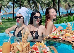 Lan Ngọc khoe ảnh 3 mẹ con dưới bể bơi khi đi nghỉ dưỡng