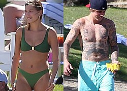 Bà xã siêu mẫu khoe dáng thon nuột với bikini, gợi cảm bên Justin Bieber