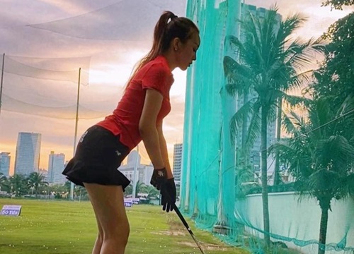 Á hậu kiêm BTV khoe đường cong "triệu like" ở sân golf