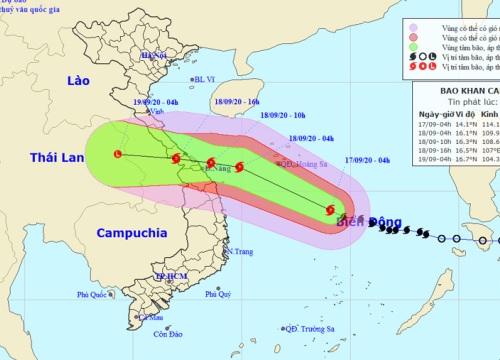 Bão số 5 giật cấp 12, hướng vào các tỉnh Quảng Bình - Quảng Ngãi