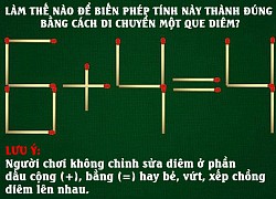 Di chuyển một que diêm để '6 + 4 = 4' thành đúng