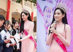 Hoa hậu Đỗ Thị Hà được khen chọn trang phục nền nã trong buổi ra mắt quỹ học bổng tên mình