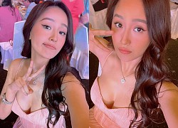 Mai Phương Thuý đi ăn cưới Phan Thành: Diện váy trễ nải, selfie phô diễn vòng 1 gần 100cm ngồn ngộn ở góc "hiểm hóc"