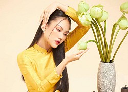 Người đẹp Nhân ái Huỳnh Nguyễn Mai Phương mặc áo dài chụp ảnh bên hoa sen đẹp như tranh