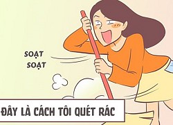 Cả nhà cùng chăm chỉ quét rác