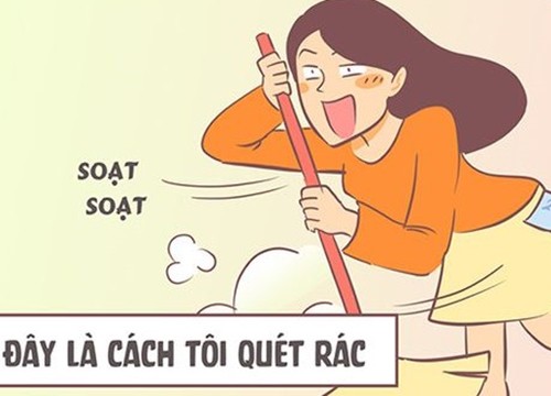 Cả nhà cùng chăm chỉ quét rác