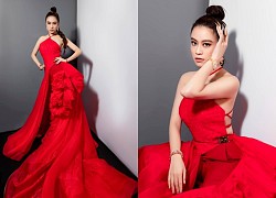 Hoàng Thuỳ Linh, Ngọc Trinh quyến rũ với đầm đỏ cắt xẻ táo bạo