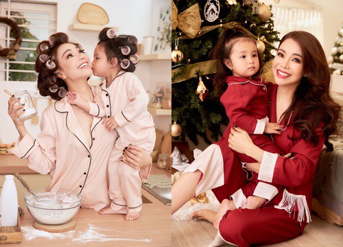 Trà Ngọc Hằng diện đồ pijama cùng con gái làm bánh, dọn dẹp nhà cửa chuẩn bị đón Tết