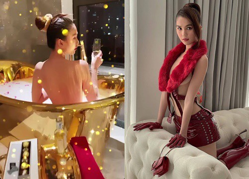 Ngọc Trinh tung ảnh bán nude, phô cả góc lưng trần sexy đến đỉnh điểm khi ngâm mình trong bồn tắm dát vàng