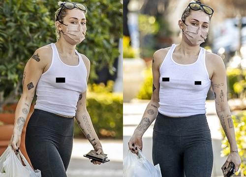 Miley Cyrus không nội y táo bạo ra phố