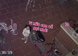 Tan chảy với hành động bé gái nói lời yêu thương bố qua camera an ninh