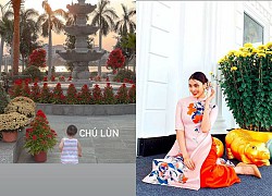 Lan Khuê khoe ảnh quý tử chơi đùa, dân tình chỉ dán mắt vào khoảng sân biệt thự trang trí đón Tết khủng như công viên