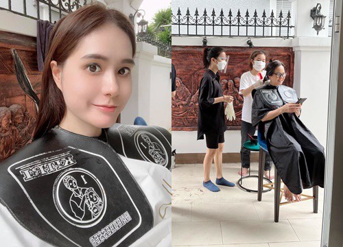 Đoàn Di Băng mang cả salon tóc về nhà phục vụ bảo mẫu trong mùa dịch