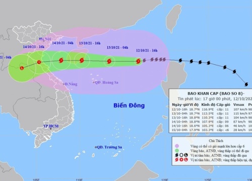 Bão số 8 tiến gần Hoàng Sa, tiếp tục hướng vào miền Trung