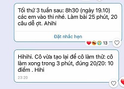 Cô giáo thông báo lịch thi online vào buổi tối, tiện tay gửi kèm 1 dòng tin nhắn làm tụi học trò tức anh ách