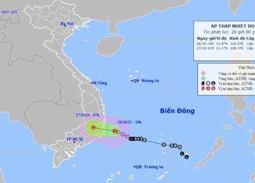 Áp thấp nhiệt đới suy yếu và đi vào Khánh Hòa, Tây Nguyên gây mưa lớn