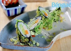 Món chay: Sushi cốm xanh chả lụa chay