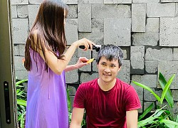 Thủy Tiên trổ tài &#8220;cây kéo vàng&#8221; cắt tóc cho Công Vinh