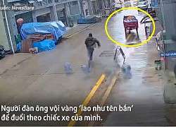 Xe ba gác bất ngờ vọt đi khi không có tài xế