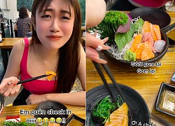 Vừa cho miếng sashimi vào mồm, mặt cô gái bỗng "biến sắc" rồi vội nhả ra ngay: Biết được lý do ai cũng té ngửa