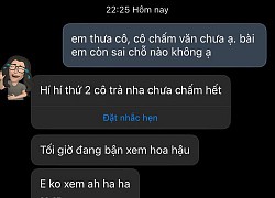 Cô giáo chấm bài thi mãi chưa xong, học sinh sốt ruột quá phải nhắn tin hỏi: Cô trả lời 2 câu mà cả lớp cười từ đêm đến sáng