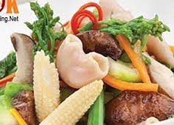 Ngồng cải xào bao tử cá basa