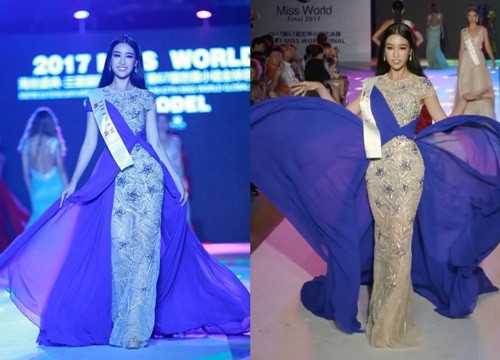 Màn catwalk của Hoa hậu Việt trong phần thi Top Model của Miss World