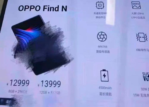 Hé lộ giá bán OPPO Find N: Khởi điểm từ 47 triệu, dùng chip Snapdragon 888, thiết kế nhỏ hơn Galaxy Z Fold3