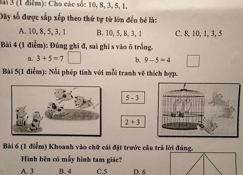 Bà mẹ nhờ dân mạng làm giúp bài Toán lớp 1 của con, tưởng đơn giản, ai ngờ chỉ người IQ cao mới phát hiện ra điều này!