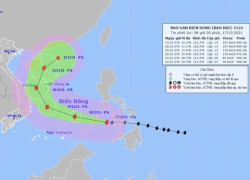 Thông tin mới nhất về vị trí và cường độ của siêu bão Rai