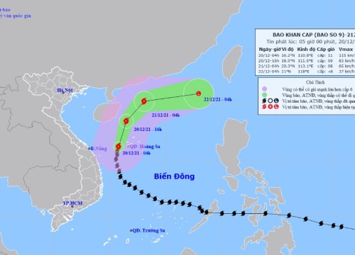 Bão số 9 bắt đầu "bẻ lái", gió giật cấp 13 quét qua quần đảo Hoàng Sa