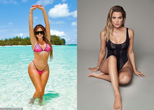 Khloe Kardashian khoe thân hình như tạc tượng trong lúc tắm nắng