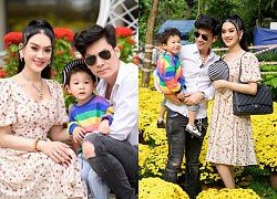 Lâm Khánh Chi được chồng con tháp tùng đi chợ hoa, vẻ kháu khỉnh của quý tử nhà cô khiến ai cũng 'tan chảy'